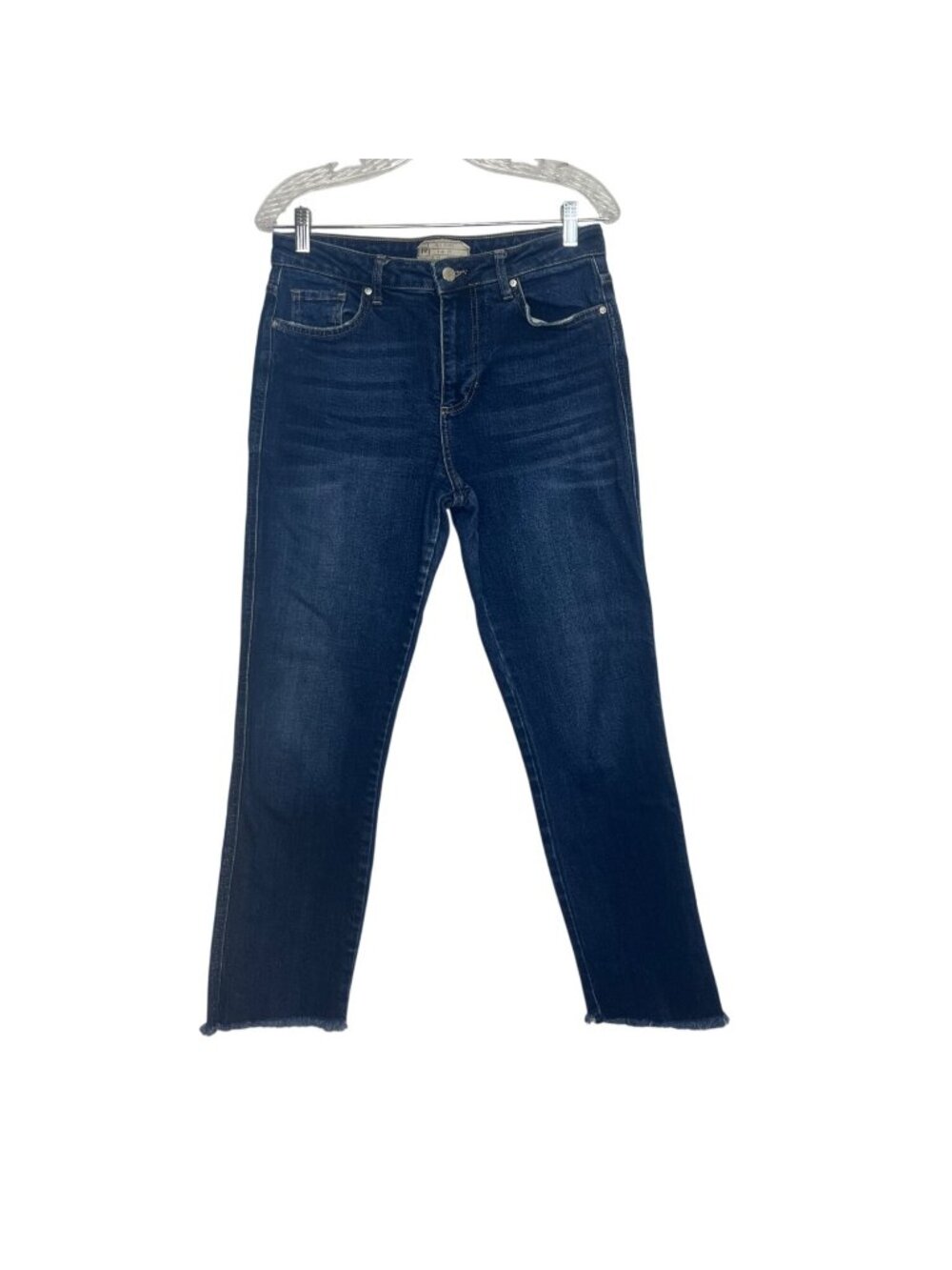 Free People High Rise Skinny Jeans Frayed Hem Size 27 Dark Wash